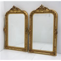 Pair giltwood & gesso beveled mirrors
