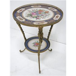 Louis XV style porcelain&brass 2 tier center table