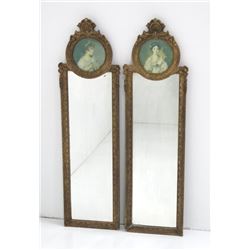Pair of giltwood & gesso Trumeau mirrors
