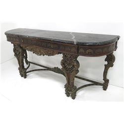 French Marble Top Carved Sideboard