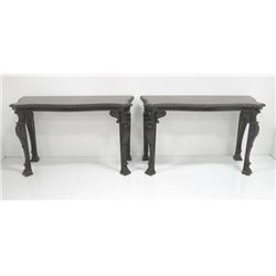 Pair of George III style mahogany console tables