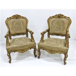 Pair 20th c. French salon chairs