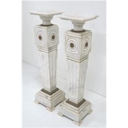 Pair of white marble pedestals
