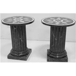 Pair of modern pietradura top marble base tables