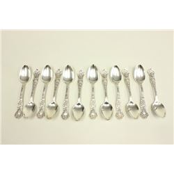 Set of 12 sterling silver Shiebler teaspoons