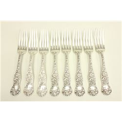 Set of 8 sterling silver Shiebler forks