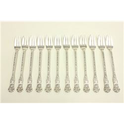 12 olive sterling silver Shiebler forks