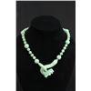 Image 1 : Green jade beaded necklace with "Dragon" carving