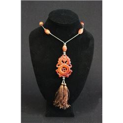Chinese carved carnelian necklace