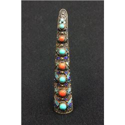 Chinese silver enameled "Horn of Plenty" pin