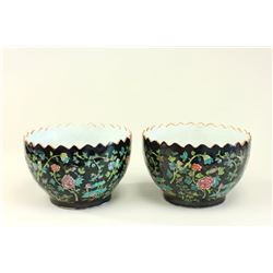 Pair of large Asian porcelain bowls