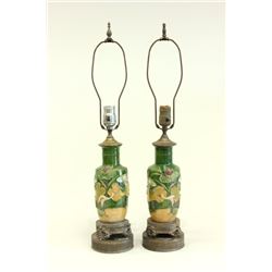 Antique Chinese pottery vases mounted as lamps