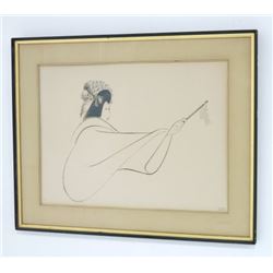 Al Hirschfeld, Japanese Girl with Fan