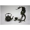 Image 3 : Chinese metal teapot on "Dragon" stand