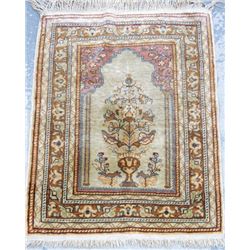 Persian silk & cotton prayer rug