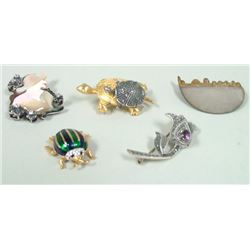 Marcasite pins, & costume pins
