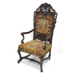 Hand stitched needlepoint throne chair