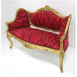 French style loveseat with red fabric