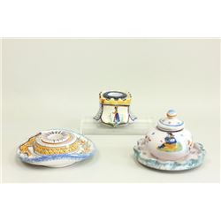 3 Henriot Quimper inkwells