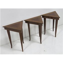 Nest of 3 lift top inlay wood tables