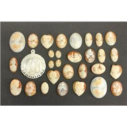 30 various unframed cameos