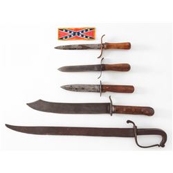 Lot of 5 Unmarked Possibly Civil War Knives