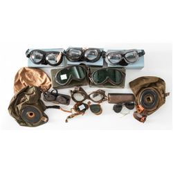 Misc. Lot of Mid-Century Flight Helmets/Goggles