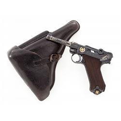 Eng'd/Gold Inlaid ''P'' Series Krieghoff Luger