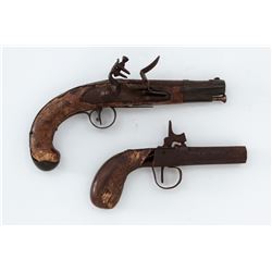 Lot of 2 European Antique Single Shot Pistols