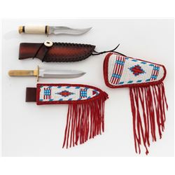 Lot of 2 Knives, w/Beaded Sheath/Holster