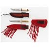 Image 2 : Lot of 2 Knives, w/Beaded Sheath/Holster
