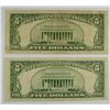 Image 2 : 2 - $5.00 RED SEAL STAR NOTES, CIRC