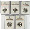 Image 1 : LOT OF ( 5 ) 1955 WASHINGTON QUARTERS, NGC  MS-65