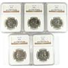 Image 1 : LOT OF ( 5 ) 1962 FRANKLIN  HALF DOLLARS, NGC PROOF-66