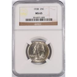 1938 WASHINGTON QUARTER, NGC MS-65