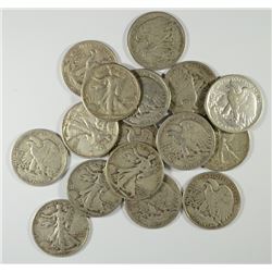 16 - WALKING LIBERTY HALF DOLLARS - 1934, 1939D, 1941, 5-1942, 1942S, 3-1943,