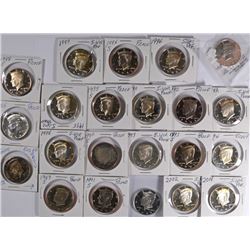 KENNEDY HALF DOLLAR PROOF LOT (22 COINS) MANY SILVER PROOFS!