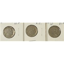 3 - BUFFALO NICKELS, ALL VF, 1915D, 1916, 1918