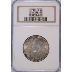 1938 ARKANSAS COMMEN HALF DOLLAR NGC MS-64