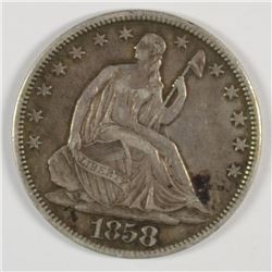 1858 SEATED HALF DOLLAR VF-30