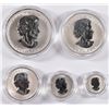 Image 1 : 2004 CANADIAN SILVER MAPLE LEAF ( 5 ) PIECE SET ORIGINAL BOX AND COA,