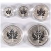 Image 2 : 2004 CANADIAN SILVER MAPLE LEAF ( 5 ) PIECE SET ORIGINAL BOX AND COA,