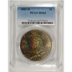 1883-O MORGAN DOLLAR PCGS MS-63 (AMAZING TONING)
