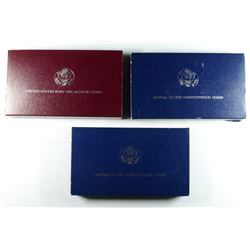 PROOF COMMEM SILVER DOLLARS: ( 2 ) 1987 CONSTITUTION & ( 1 ) 1988 OLYMPICS