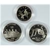 Image 1 : ( 3 ) PROOF 1995 OLYMPIC COINS: SOCCER HALF, ROWING & HIGH JUMP DOLLARS