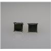 Image 2 : Pair of Princess Cut Black Diamond Stud Earrings