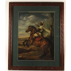 Fine Art Print of Middle Eastern Man on Horseback.