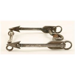Silver Inlaid Engraved Bit with Arrow Design.