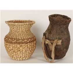 Apache Hand Woven Olla Basket & Water Vessel.
