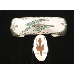 Chip Inlay cuff & Ring by Corbet Joe.